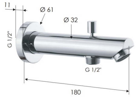 Wanneneinlauf 1/2 mit Umschaltung